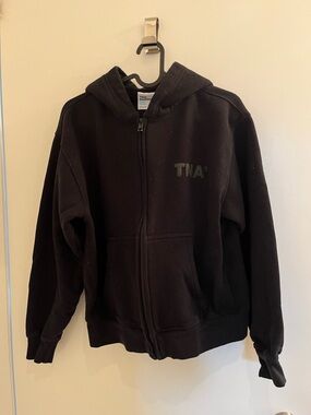 TNA Aritzia Black Zip-Up Sweatfleece Hoodie - Cozy Fleece Perfect Fit